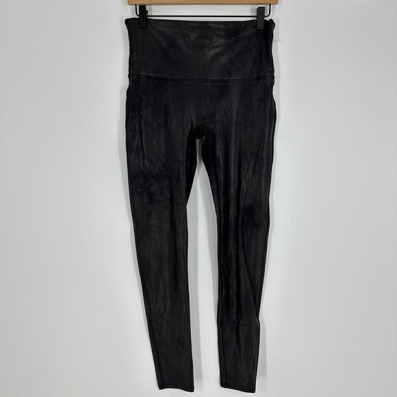 Spanx Black Faux Leather Shaping Leggings Womens Size XL - Picture 2 of 6